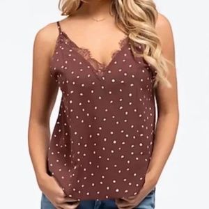 BLU PEPPER · MAUVE POLKA DOT TANK - SIZE SMALL
